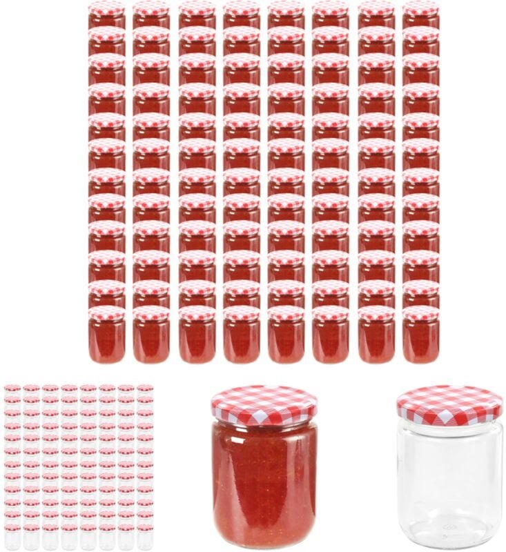 Er-siice - The Living Store Marmeladengläser mit Weißem/Rotem Deckel 96 Stk. 230 ml - Honiggläser - Rot