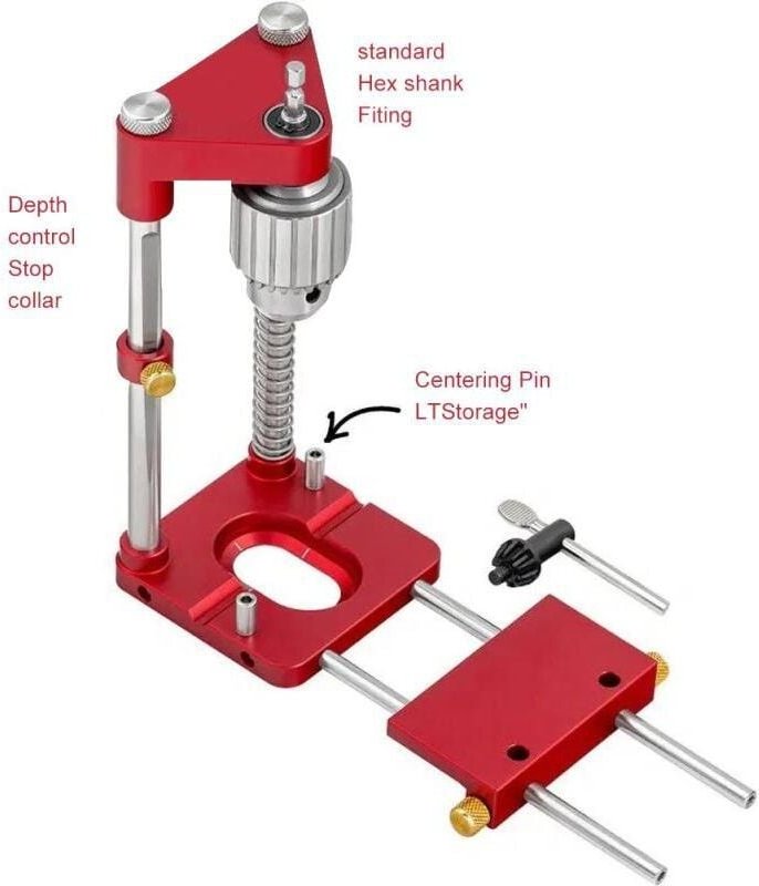 Gotrays - Bandbohrer-Ortungsgerät, Holzbearbeitungs-Ortungsgerät - 1 Stück - Rote Basis aus Aluminiumlegierung