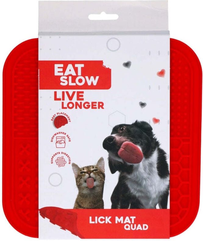 Eat slow live longer lick mat quad red