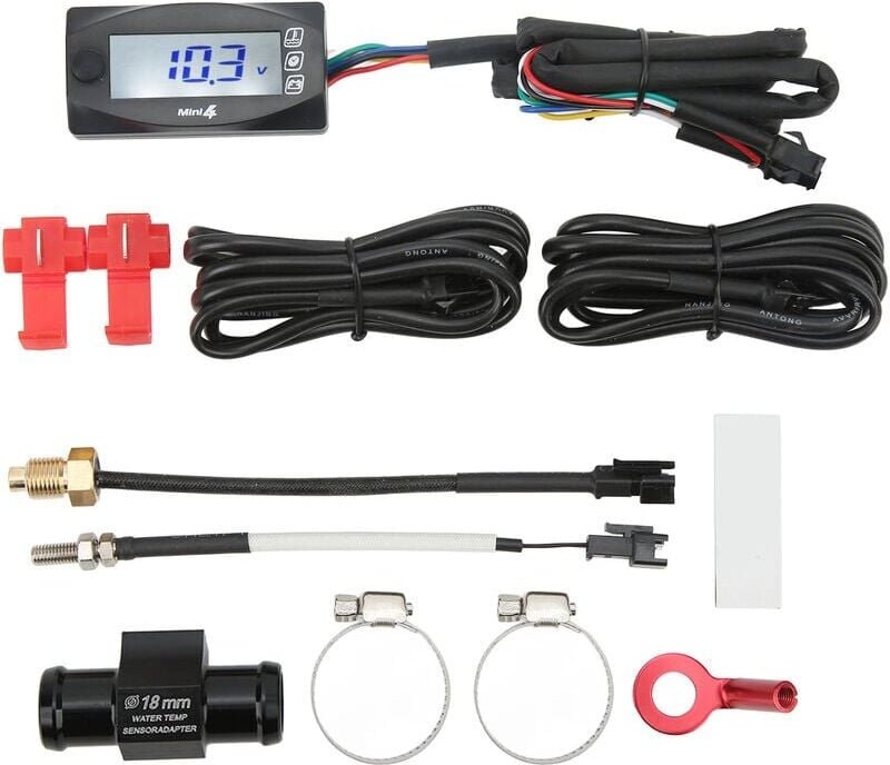 SNQ - Jeffergarden 4-in-1-Digitalthermometer für Motorräder, LCD-Anzeige, Motorwasserspannung, Zeitmesser, universeller ...