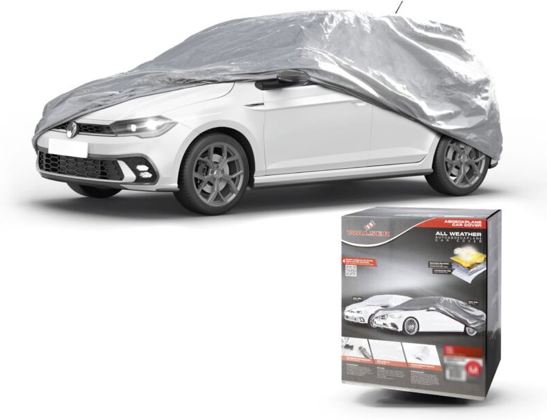 Abdeckplane Auto All Weather Basic, Autoplane Vollgarage Größe M, Autoabdeckung silber