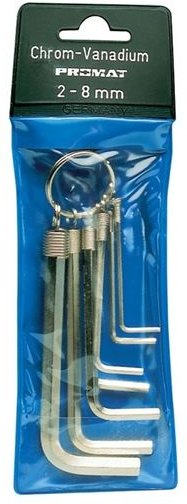 Promat - Winkelschraubendreher Satz 7tlg. 6KT SW2-8mm ISO2936 i.Ku.-Tasche