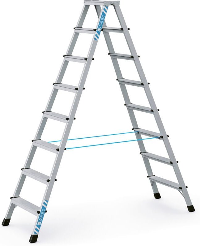 Zarges - XLstep b Genietete Stufen-Stehleiter, beidseitig begehbar, eloxiert 41268 Arbeitshöhe 3,50m
