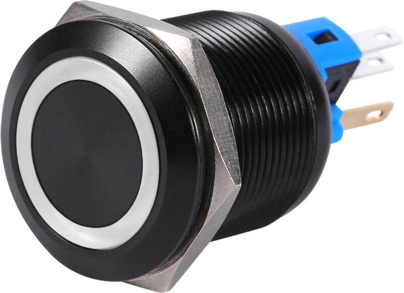 Zoternen - 22 mm wasserdichter selbstsichernder Druckknopfschalter, 12 v – 24 v, weiße led