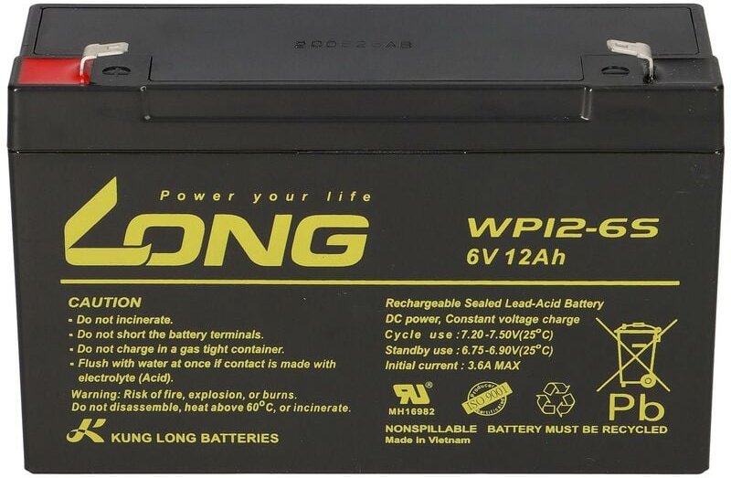 Bleiakku kompatibel GP6120 Elektroauto 6V 12Ah agm Blei 10Ah