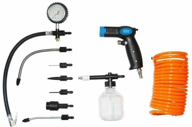 Druckluft Werkzeug-Set 10-tlg. Reifenfüller Sprühpistole Ausblaspistole - Güde
