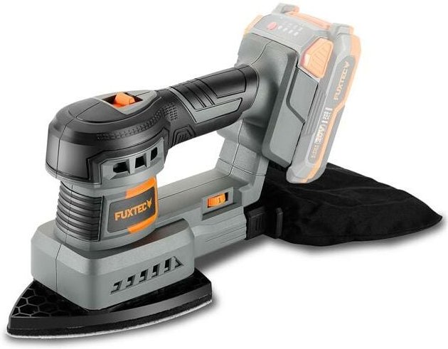 FUXTEC Akku-Schwingschleifer 20V FX-E1MS20 – regelbare Geschwindigkeit & Staubsammelbeutel – Schleifpapiergröße 146 x 14...