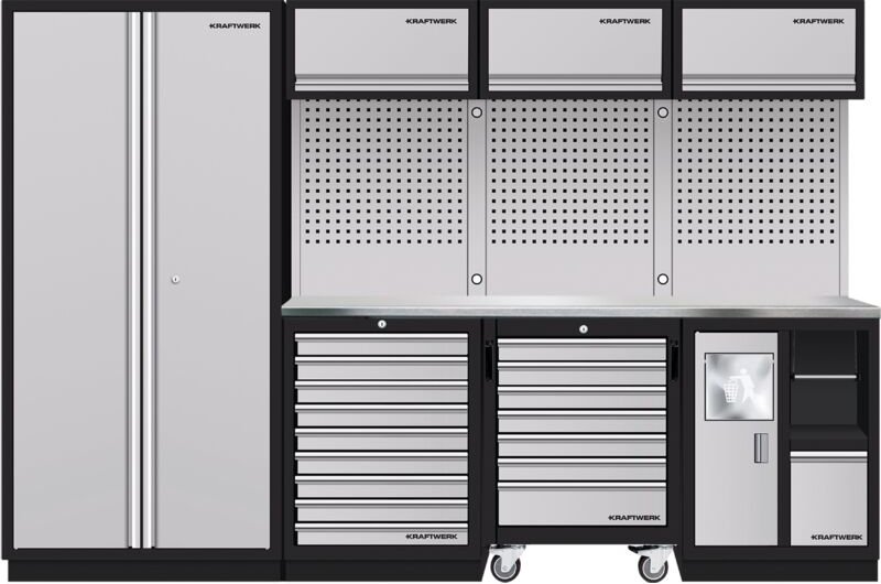 Mobilio 4er Komplett-Kombi mit Lochwand, Edelstahl 430