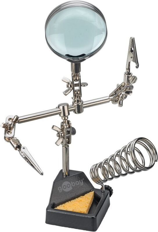 Dritte Hand mit 2,5-facher Lupe und Lötkolbenständer, Lötwerkzeug de mit verstellbaren Klemmen, Lupe de 60 mm, Sockel de...