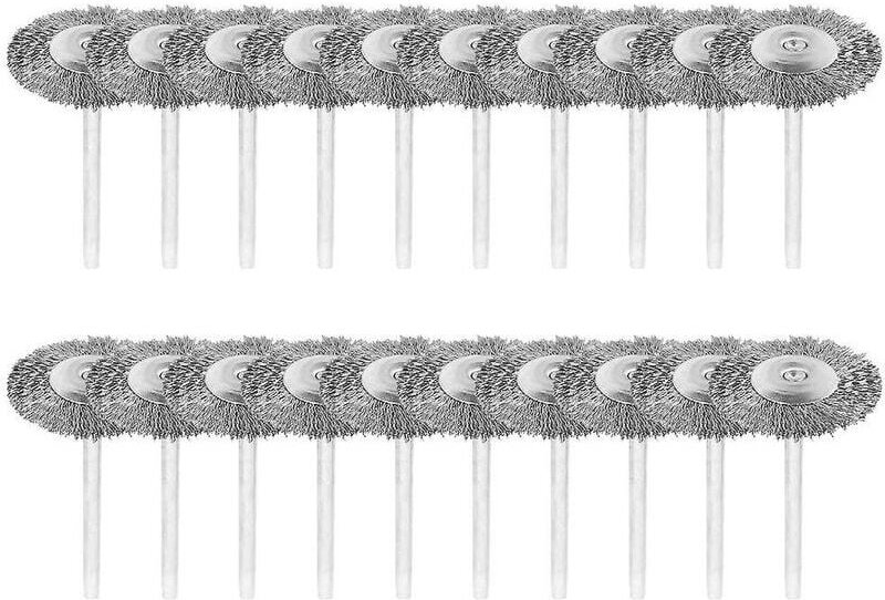 20 Stück Drahtbürsten mit 3 mm Schaft aus Edelstahl zum Polieren von Dremel-Drehwerkzeugen