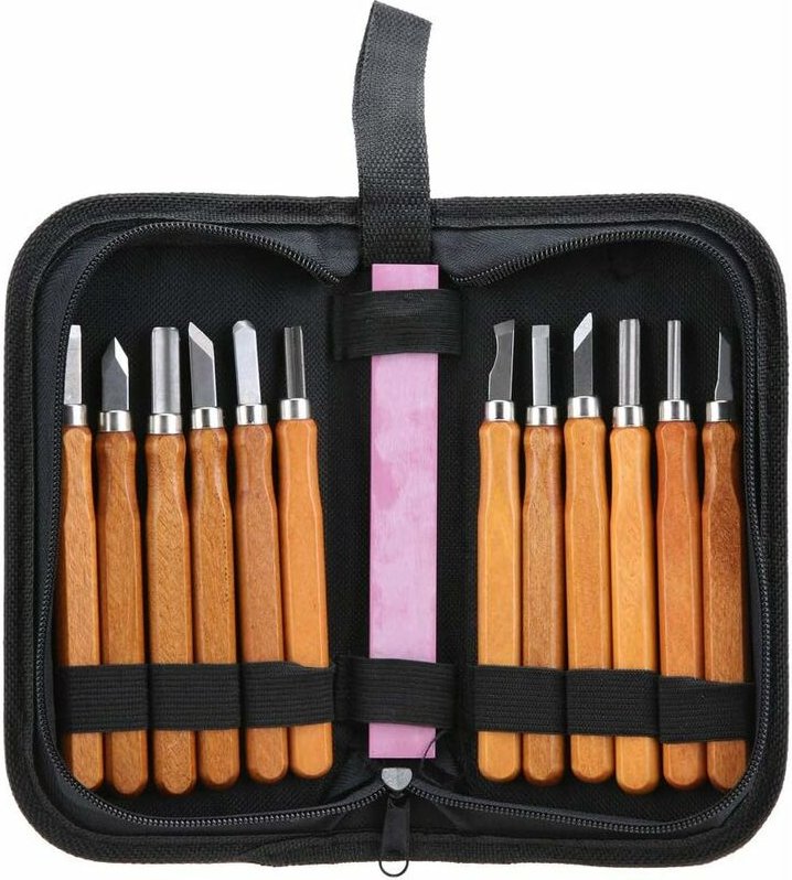 Mumu - Holzmeißel-Set, 13-teiliges Holzschnitzwerkzeug-Set, kompaktes Hand-Holzschnitzmesser für Holzbearbeitung mit Sch...