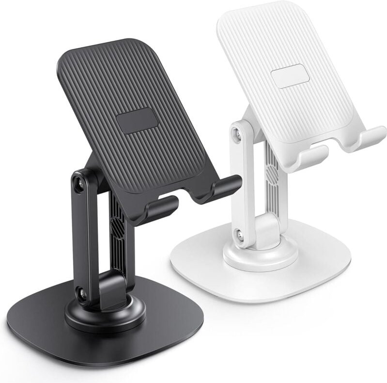 Thumbnail - 2-teiliger Telefonhalter, verstellbarer Telefonhalter für den Schreibtisch, 360° drehbarer und faltbarer Handyhalter, ko...