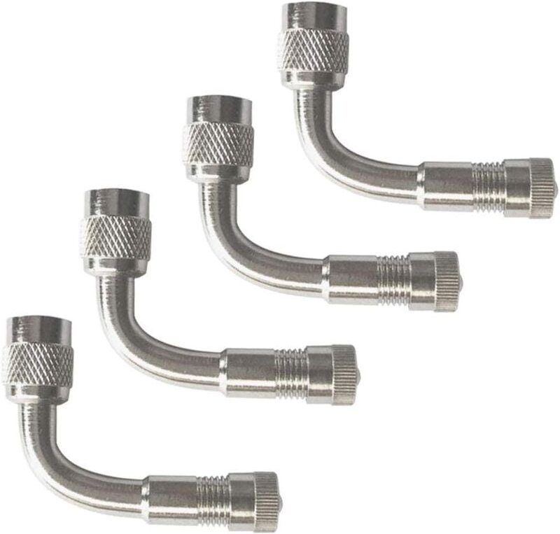 Thumbnail - 4-teiliger professioneller Reifenventilverlängerungsadapter, 90-Grad-Reifenventilschaftverlängerung, Reifenventil-Winkel...