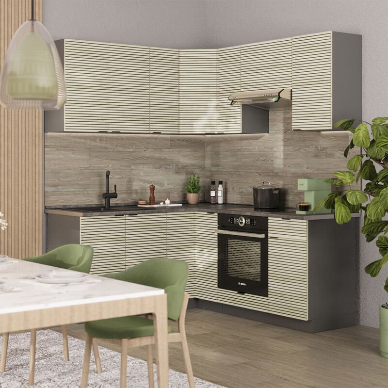 Vicco - Eckküche Fame-Line, Eiche Paneel/Anthrazit, 160 x 190 cm , ap Anthrazit