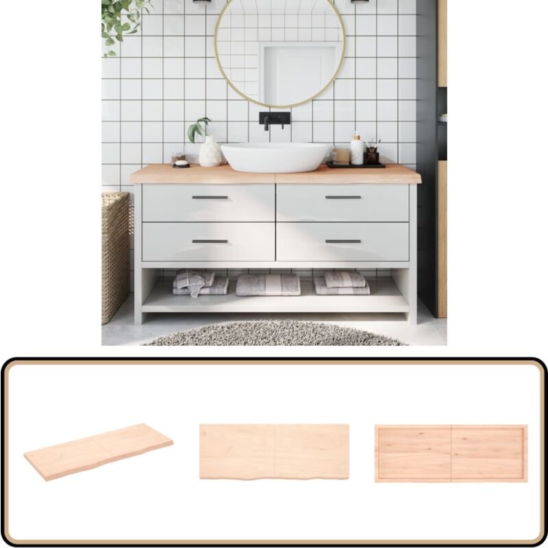Waschtischplatte 160x60x(2-6) cm Massivholz Unbehandelt - Eiche Platte - Holz Waschttischplatte - Badrenovierung - Wasch...
