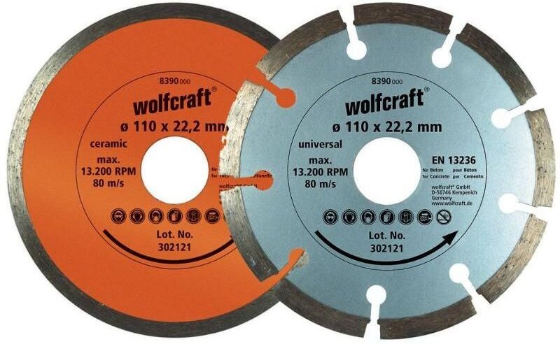Satz von 2 Diamant-Trennscheiben ø 110mm 8390000 Wolfcraft