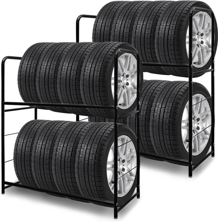 Reifenregal bis 180kg 107x46x117cm Reifenständer für 8 Reifen Werkstattregal Lagerregal - Swanew