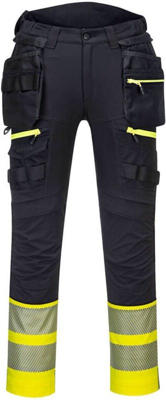 Hose mit schwebenden Taschen DX4 Hochsichtbarkeit Klasse 1 Gelb/Schwarz S - FR(38) - UK(30)
