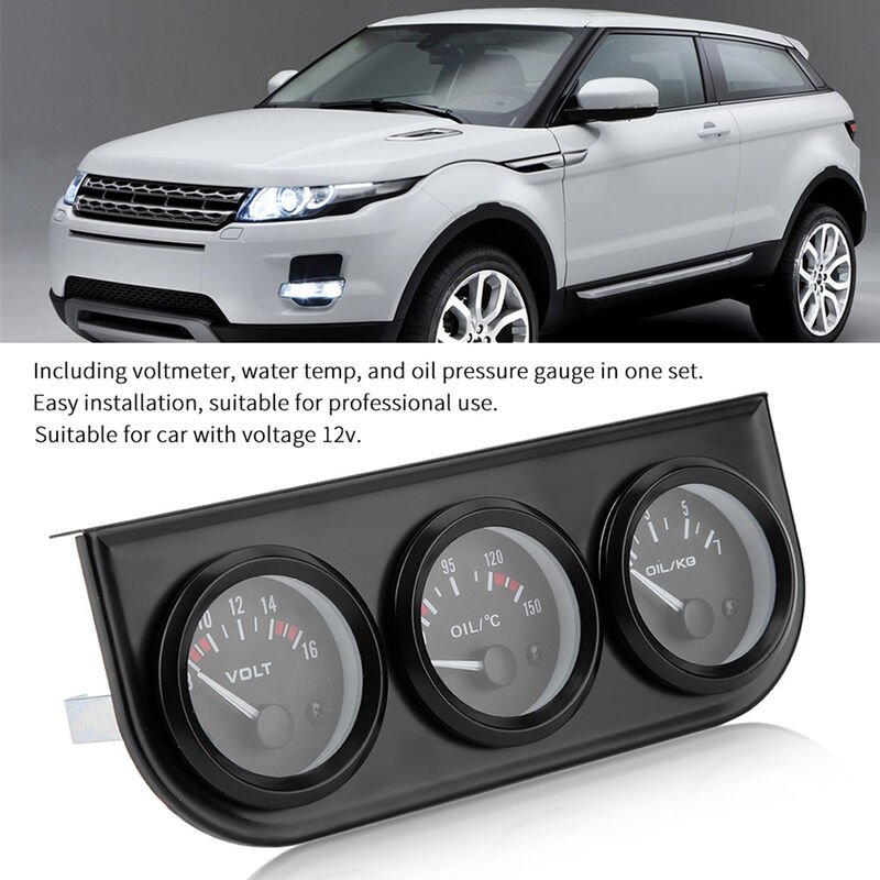 Thumbnail - SJLERST Vdo Zusatzinstrumente 52Mm-Triple Gauge Kit Öldruck Voltmeter Messgerät Zusatz 3 In 1 Auto Meter Auto Gauge Volt...
