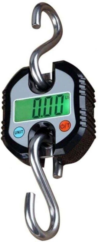 Bilancia da pesca con bilancia da viaggio nera, bilancia da pesca con bilancia da appendere, peso massimo 150 kg, 2 ganc...