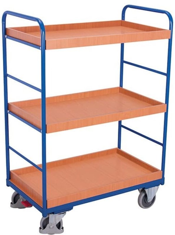 VARIOfit Etagenwagen, hoch mit 3 Ladeflächen, umrandet 965x655mm