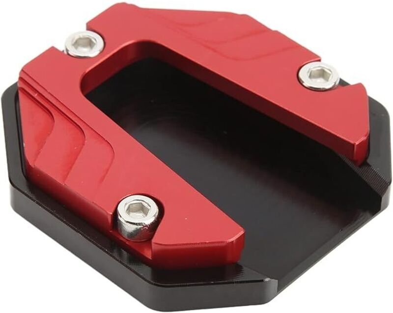 Kickstand Pad Extender, stabiles und verschleißfestes universelles Motorrad-Seitenständerplattenpad für Außenflächen(rot...