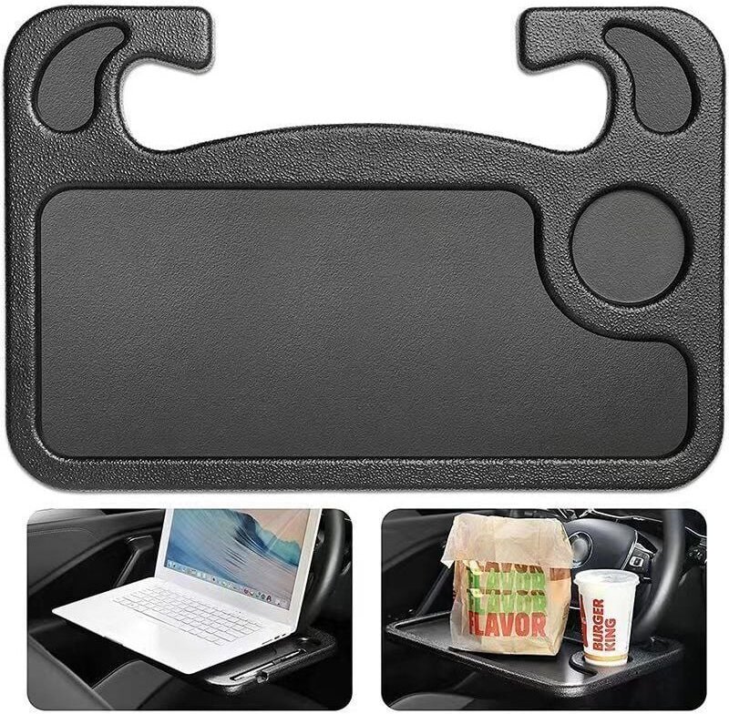 Thumbnail - Auto-Lenkradtisch, schwarzer Laptop-Tisch, tragbares Auto-Lenkradtablett, Auto-Tischhalter für Computer, Essen, Abendess...