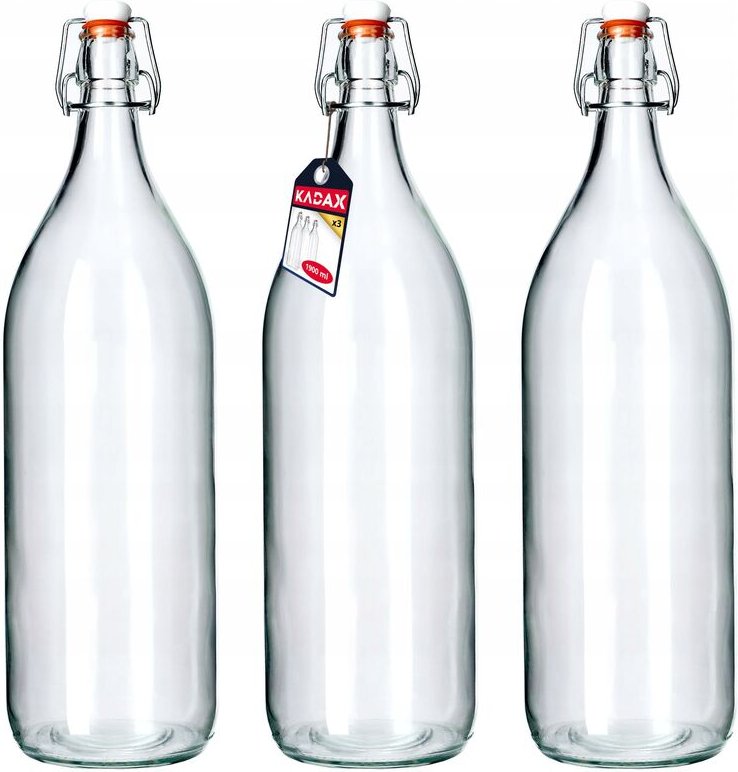 Glasflasche, Obstlikörflasche, vintage Flasche aus Sodaglas, transparente Bügelflasche, Bügelv - Kadax