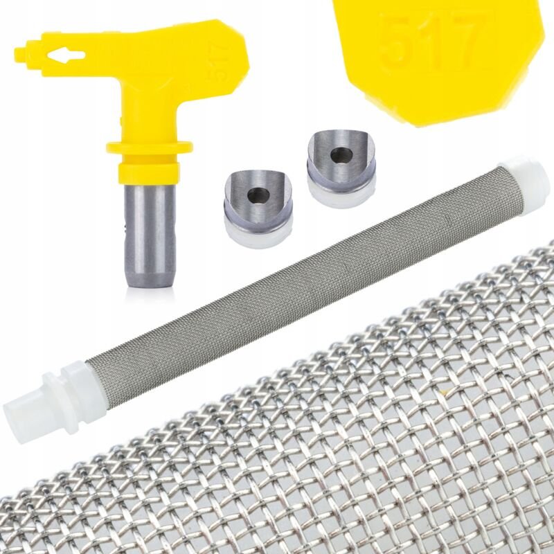 Rosfix-Lackierdüsen-Set Modell 517 + 1x Rosfix-Düsenabdeckung, Sockel/Dichtung + weißer 60-Mesh-Fingerfilter für Lackier...