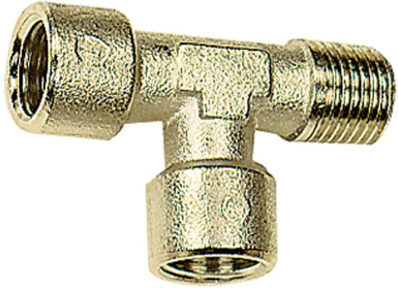 Riegler T-Stück, innen/innen/außen, G/R 3/8, SW 17, Messing vernickelt