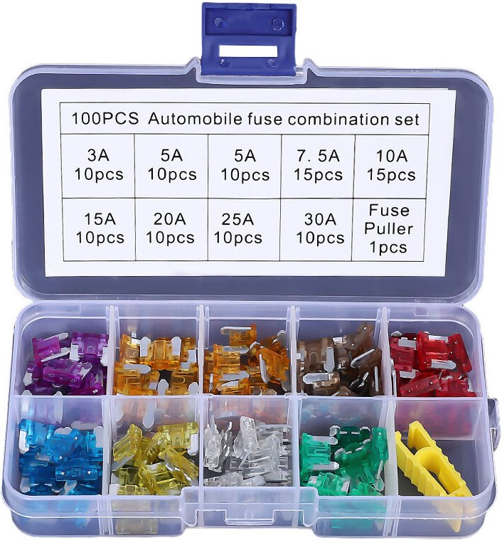 Aougo - 100 Stück 12 V–32 v flache Auto-Mechanische Sicherungen für Fahrzeuge, Auto, Motorrad, Boot, lkw, Auto-Flachsich...