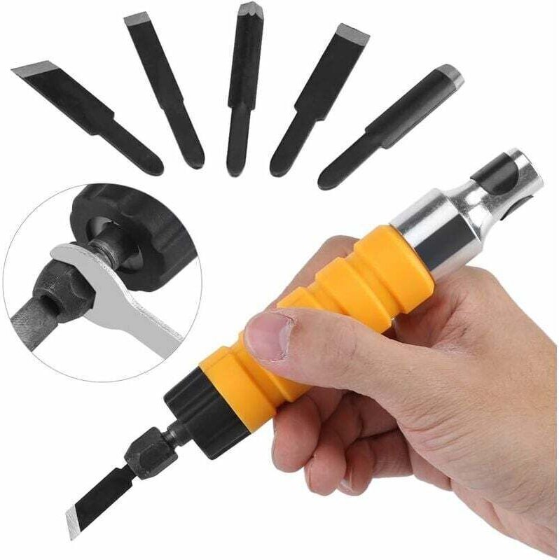 Gabrielle - Holzmeißel, elektrisches Holzbearbeitungs-Schnitzmeißel-Graviermesserwerkzeug mit 5 Klingen und 1 Schraubens...