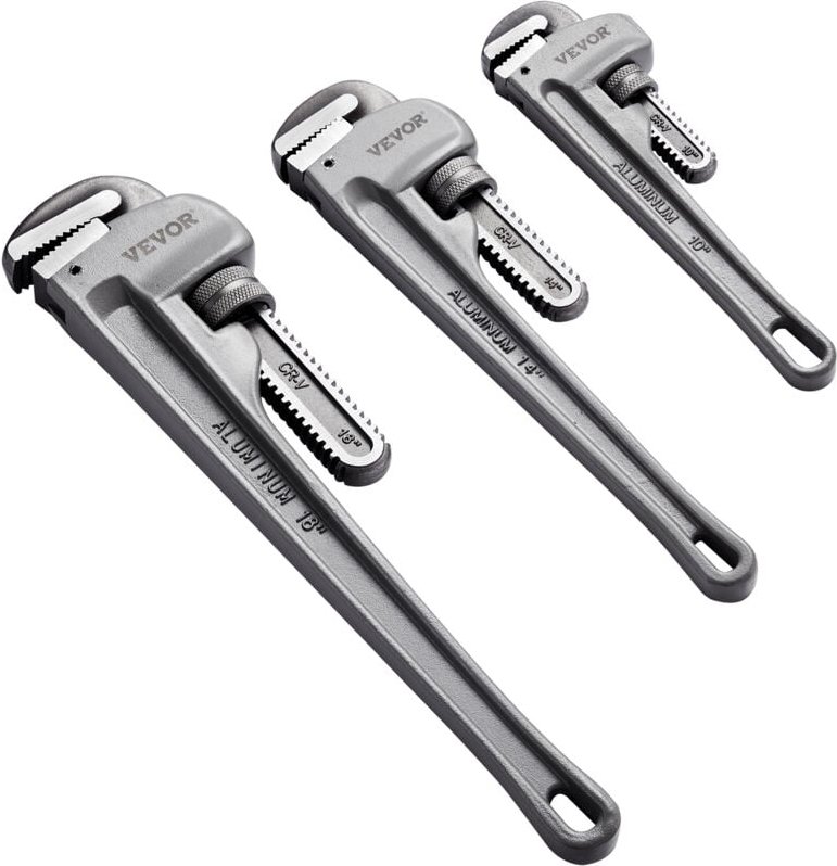 Thumbnail - 3-teiliges Rohrzangen-Set, 10' 14' 18' gerade Aluminium-Rohrzange, verstellbarer Sanitärschlüssel, mit hochfester Backe ...