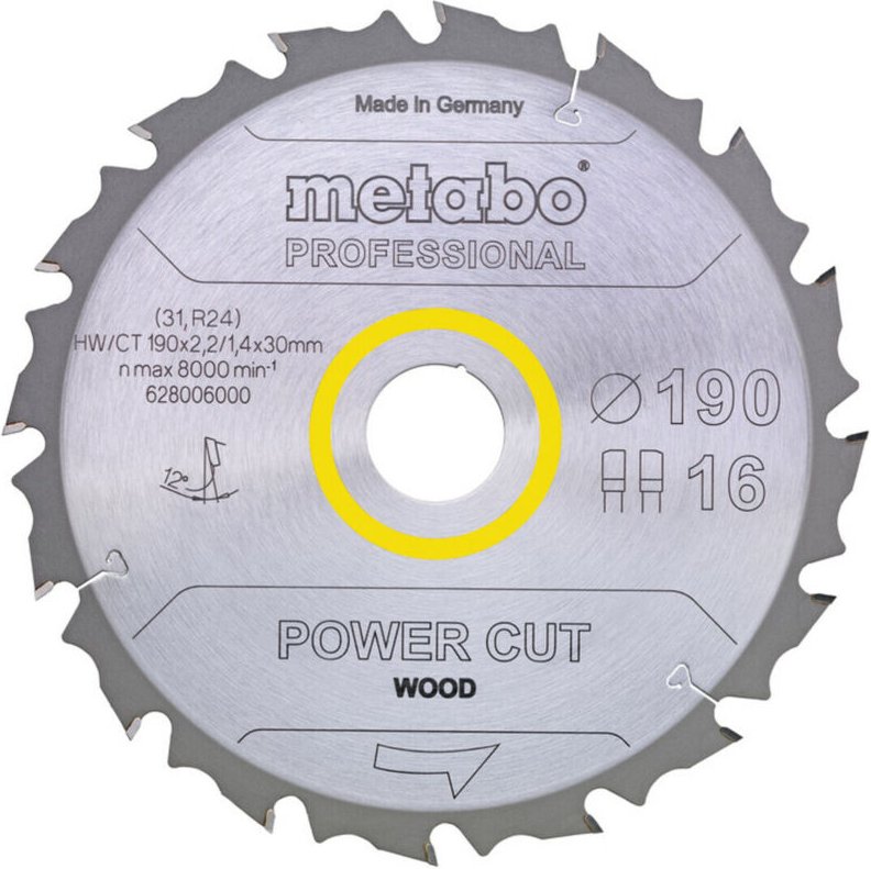 Metabo - Sägeblatt 'power cut wood - professional', 210x2,6/1,8x30, Z16 fz 25°