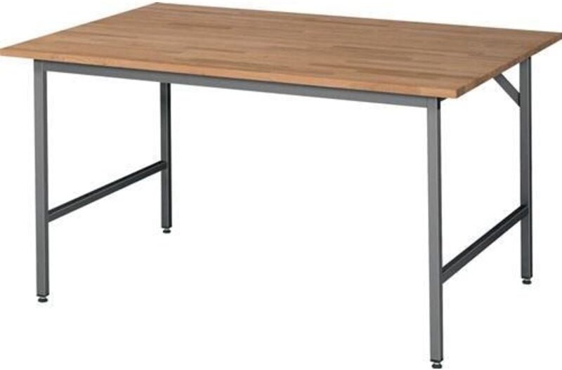 Arbeitstisch Jerry B1500xT1000xH800-850mm Platte Buche-Massiv,S.25mmGestell g RAU