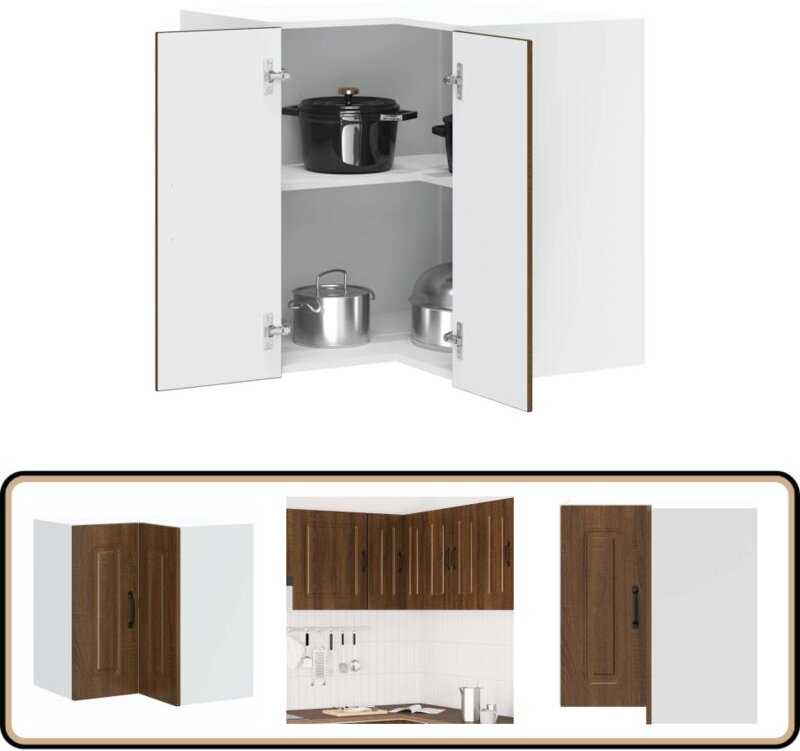 Küchen-Eckhängeschrank Kalmar Braun Eichen-Optik Holzwerkstoff - Vidaxl