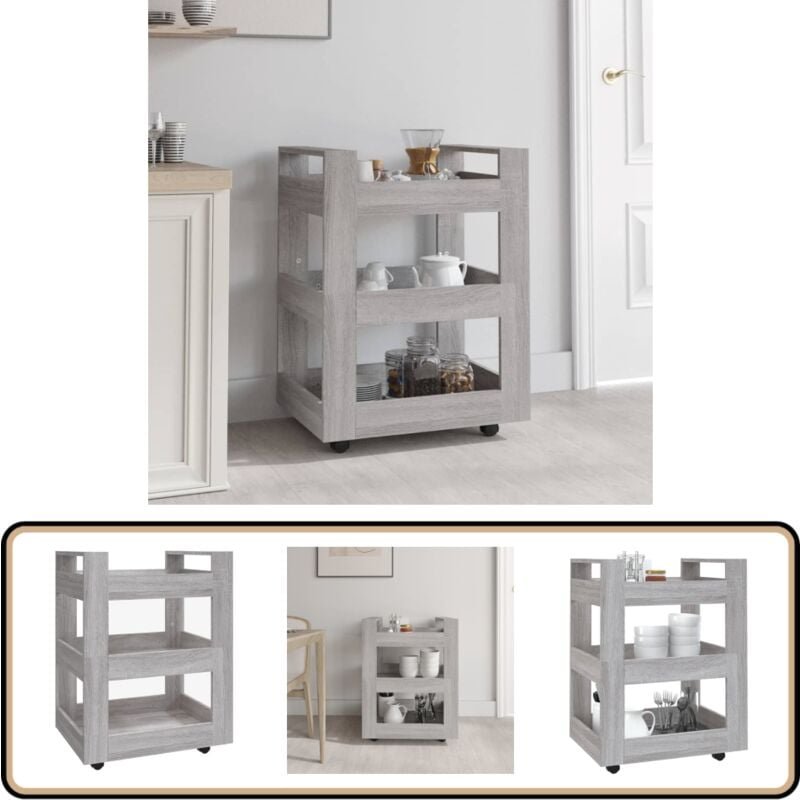 Küchenwagen Grau Sonoma 60x45x80 cm Holzwerkstoff - Küchenwagen - Kücheninsel - Holzwerkstoff Möbel - Grau - Küchengerät...