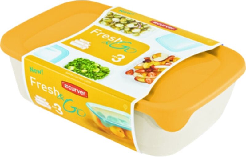 Curver zestaw pojemników fresh&go 2l+1l+0,5l /żółty/ transparentny