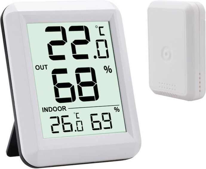 Linghhang - Weißes lcd, ℃/℉, Batterie enthalten, Innen- und Außenthermometer mit automatischer Aktualisierung, kabellose...