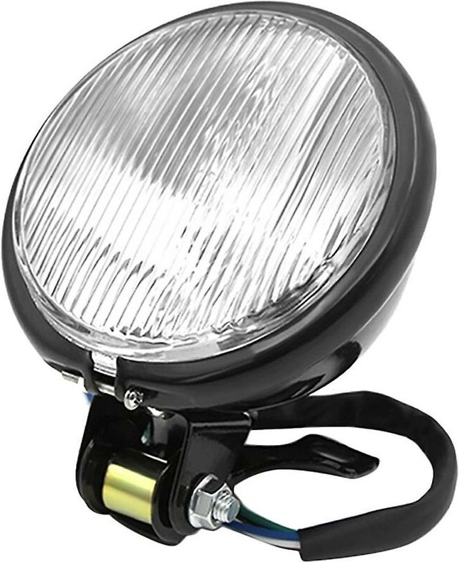 Woosien - Zoll Scheinwerfer Frontleuchte Lampe Motorrad Retro Scheinwerfer Lampe Motorrad Zubehör Retro Schwarz+