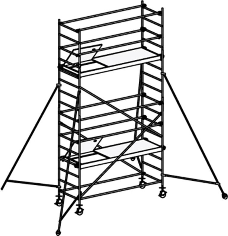 Hymer Fahrgerüst mit Ausleger, Bühnenlänge 2,95 m, Rahmenteilbreite 0,80 m, Reichhöhe 5,40 m