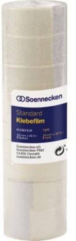 Soennecken - Klebefilm 19 mm x 10 m (b x l) einseitig klebend ohne Lösungsmittel Polypropylen transparent 8 St./Pack.