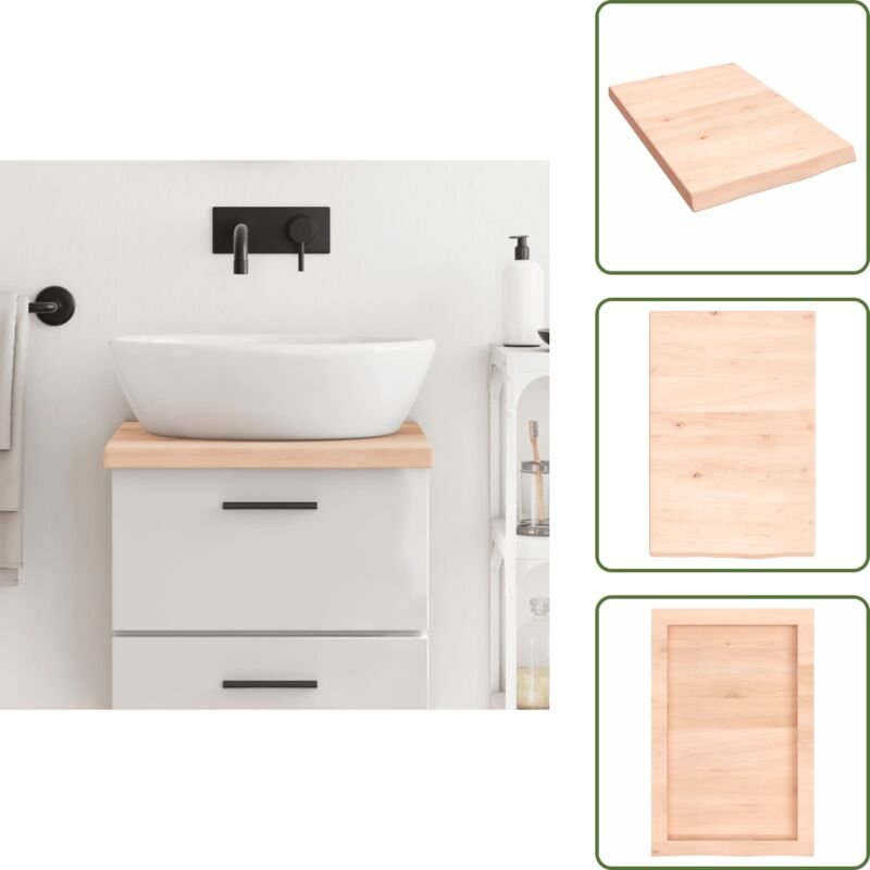 Waschtischplatte 40x60x(2-4) cm Massivholz Unbehandelt - Waschtischplatte - Eiche - Holzarbeitsplatte - Badrenovierung -...