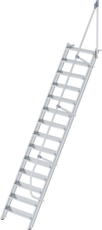 Günzburger Steigtechnik Treppe 60° Stufenbreite 800 mm 14 Stufen Aluminium geriffelt - 600234