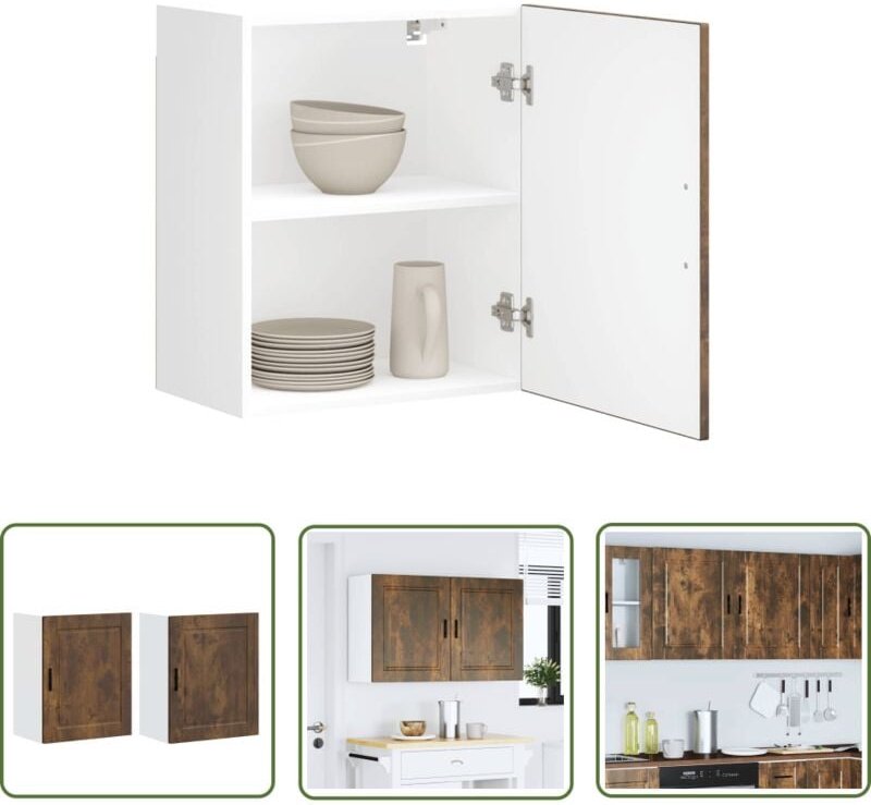The Living Store - vidaXL Küchen-Hängeschränke 2 Stk. Porto Räuchereiche Holzwerkstoff