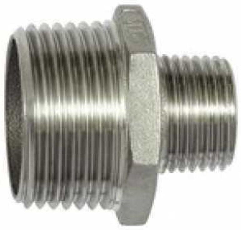 Doppelgewindenippel, red., Sechskant, r 1, r 1/2, es 1.4408 - Riegler