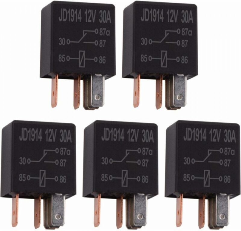 Cyslmuk - 5 Stück 5-poliges 12-V-30-A-Relais, SPDT-Multifunktionsrelais 5-poliges 12-V-DC-Hochleistungs-Standardrelais, ...