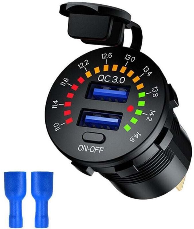 QC3.0 usb pd Typ c Autoladegerät Steckdose mit Voltmeterschalter Wasserdicht 36W 6A 12V dc 12V USB-Steckdose für Auto, B...