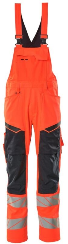 Warnschutz Latzhose 19569-236-22210 Gr. 82C50 hi-vis rot/schwarzblau - Mascot