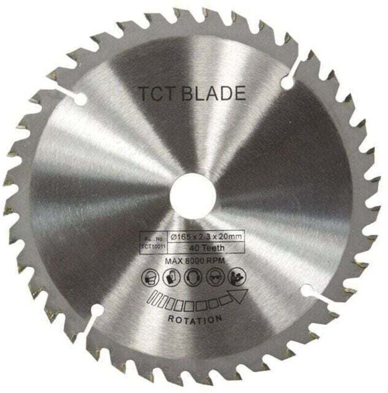 Aiperq - Hoja de sierra circular tct de 165 mm, disco de corte giratorio plateado para cortar madera, 40 dientes